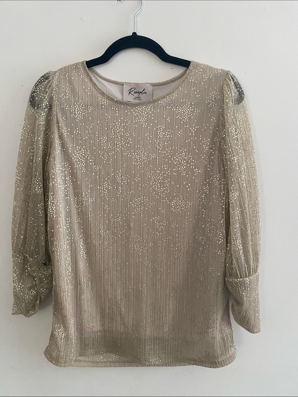Metallic Gold Puff-Sleeve Women's Top